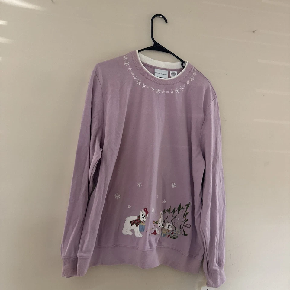 Moletom Alfred Dunner roxo Natal gola redonda GG - Urso polar bordado - Imagem 4 de 4