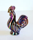 Fenton Rooster Carnival Glass 2.75” Tall Figurine Iridescent USA Vintage