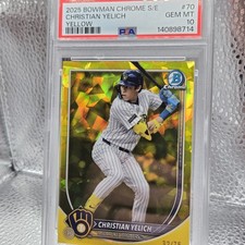 2025 Bowman Chrome Sapphire #70 - Christian Yelich Yellow Refractor /75 (POP 1)