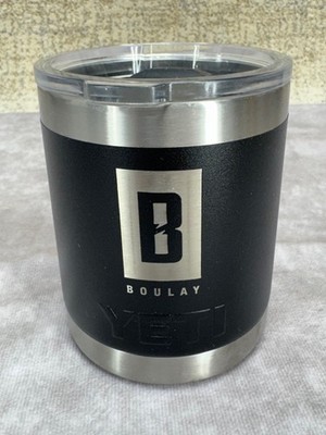 YETI Rambler 10oz Lowball Tumbler Black Stainless Steel Boulay Custom Lid