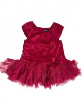 Baby Gap | Burgundy Wine Satin Tulle Ruffle Short Sleeve Dress Bow Size 6-12mo