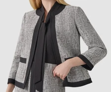 Kasper Women's White Framed Patch-Pocket Jacket Coat Size 10