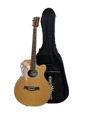 Gear4Music Single Cutaway Electro Acoustic Guitar Natural TL-100 NT w/ Soft Bag