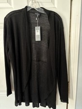 EILEEN FISHER Black Linen Shaped Cardigan, Size 1X, NWT, 278