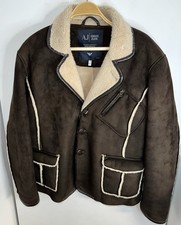 Armani Jeans Cappotto Uomo Marrone Finto Shearling Bottoni Taglia 3XL EU 58 Ecc Condizioni