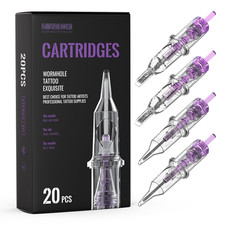 Wormhole Tattoo Cartridge Needles, 20Pcs Mixed Sizes 3RL 5RL 5RM 7RM Disposable