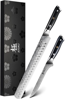 2pcs Japanese Knife Set for Meat Cutting,Damascus Kitchen Butcher Knife Set for