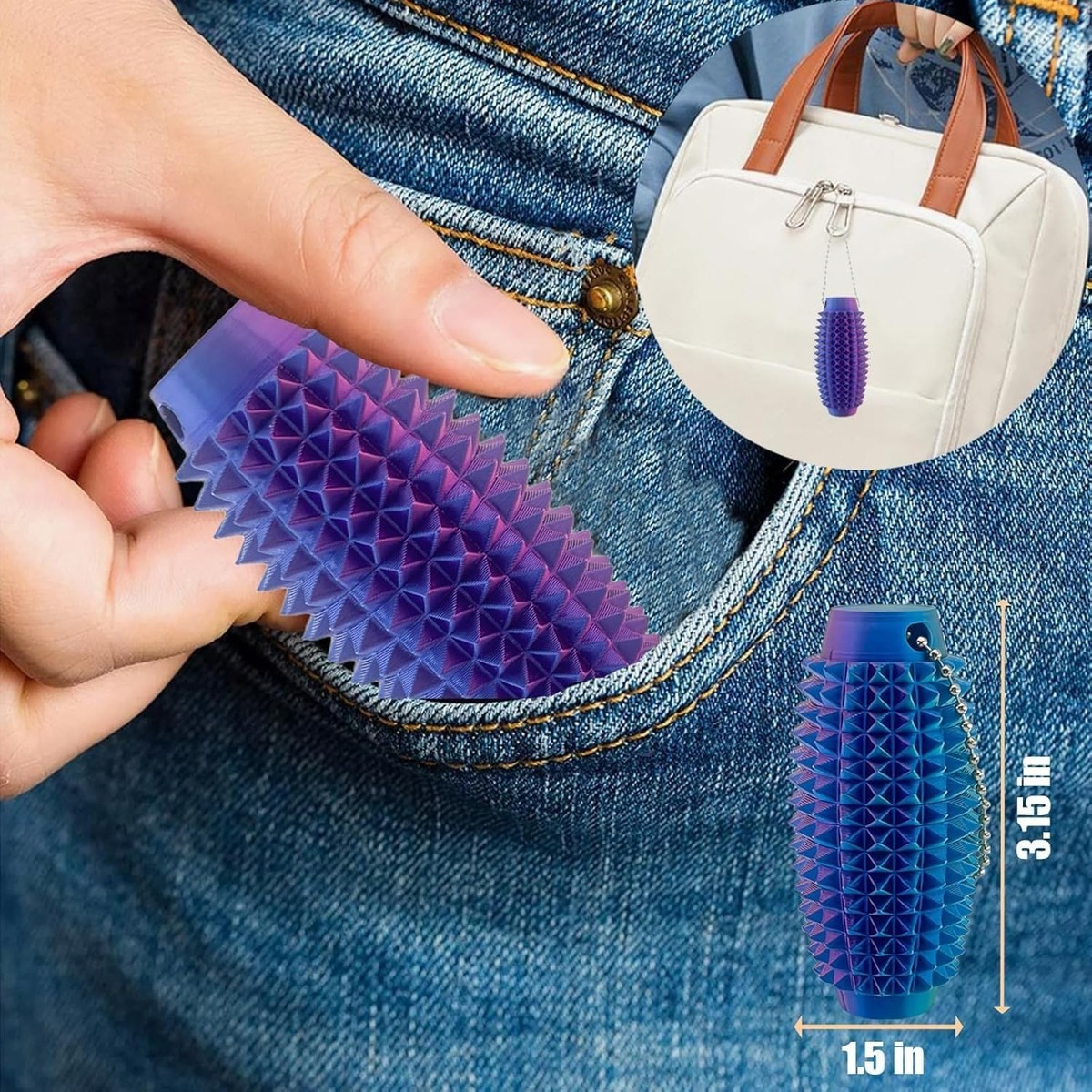 Little Ouchies Schmerz-Fidget-Set – 4 Stachel-Schlüsselanhänger – Stressabbau & Fokus Für Erwachsene & Jugendliche – 3D-gedruckt