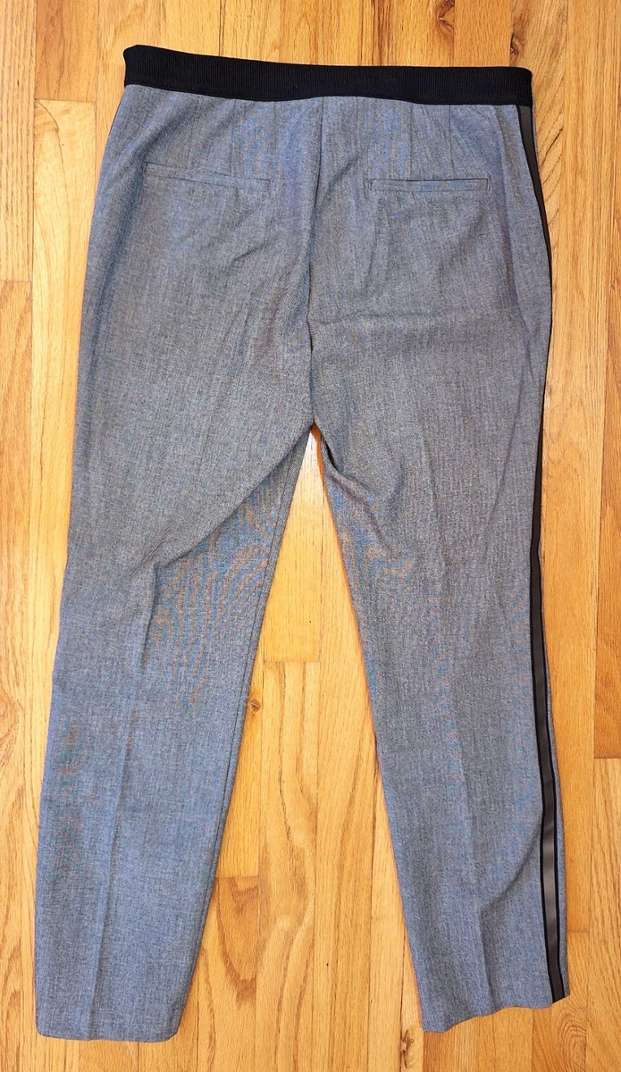 ZARA Granite Gray REFLECTIVE SIDE STRIPE Slim Cut Career Pants a84 Size: L NWOT View 6
