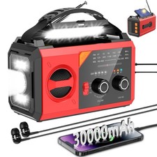 30000mAh Emergency Weather Radio with Wireless Speaker, 111000mWh NOAA/AM/FM Han