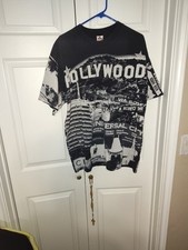 Vintage AAA AOL Hollywood Print T-shirt L