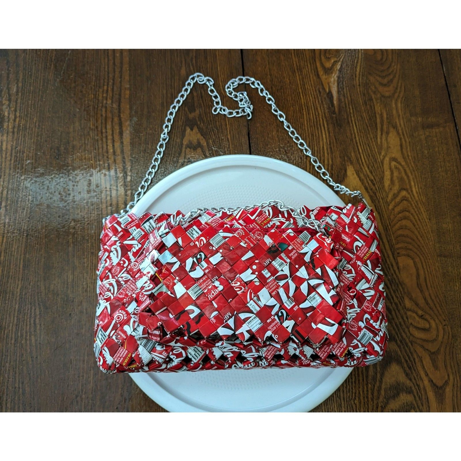 Handmade Coca Cola theme gum wrapper shoulder pur… - image 6