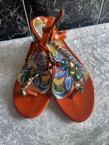 Women Dolce & Gabbana Heels Orange Leather 37.5