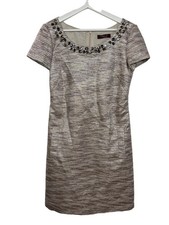 Eliza J Women’s Metallic Brown Jewel Neck Sheath Cocktail Party Dress Size 4