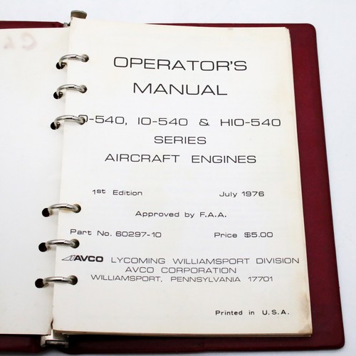 Avco Lycoming Aircraft Engines Operators Manual O-540 HO-540 HIO-360 Series - Picture 5 of 10