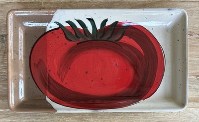 Crate and Barrel Tomato Serving Tray Platter Plate Made in Italy 13.75'' x 7.75''