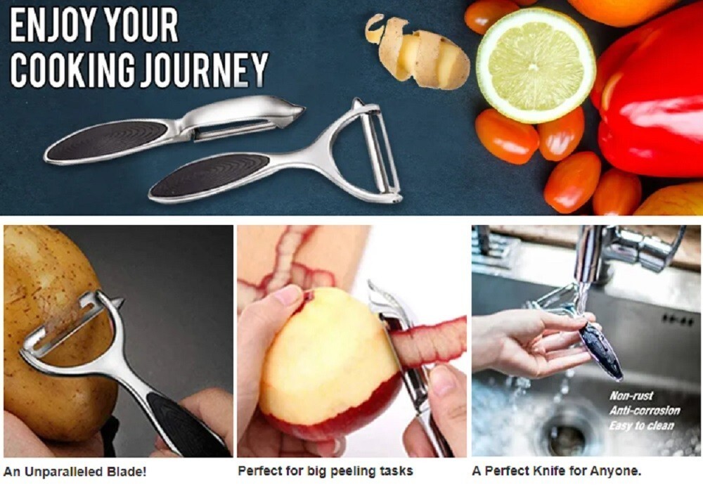 2-Pack Stainless Steel Vegetable & Fruit Peeler-Non-Slip Handle Potato Peeler