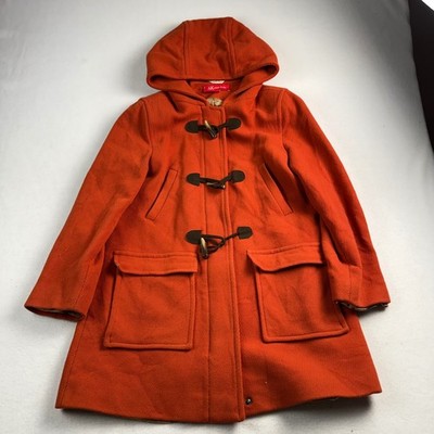 Anne Klein Orange Italian Fabric Hooded Toggle Duffle Coat Womens 10P Petite