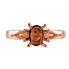 925 Sterling Silver 5x7mm Oval Semi Mount Three-Stone Ring For Wedding Ring