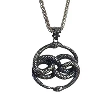 Snake Ouroboros Pendant Necklace 22" Chain Talisman Two Snakes Auryn Jewellery