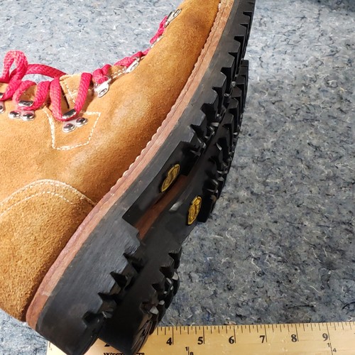 Sears Suede Montblanc Mountaineering Boots Red Laces Vibram Size 8.5 D Clean - Picture 13 of 16