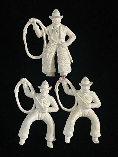Marx 1950's Chubby Cowboy Rider w/ Lasso Figures Lot of 3