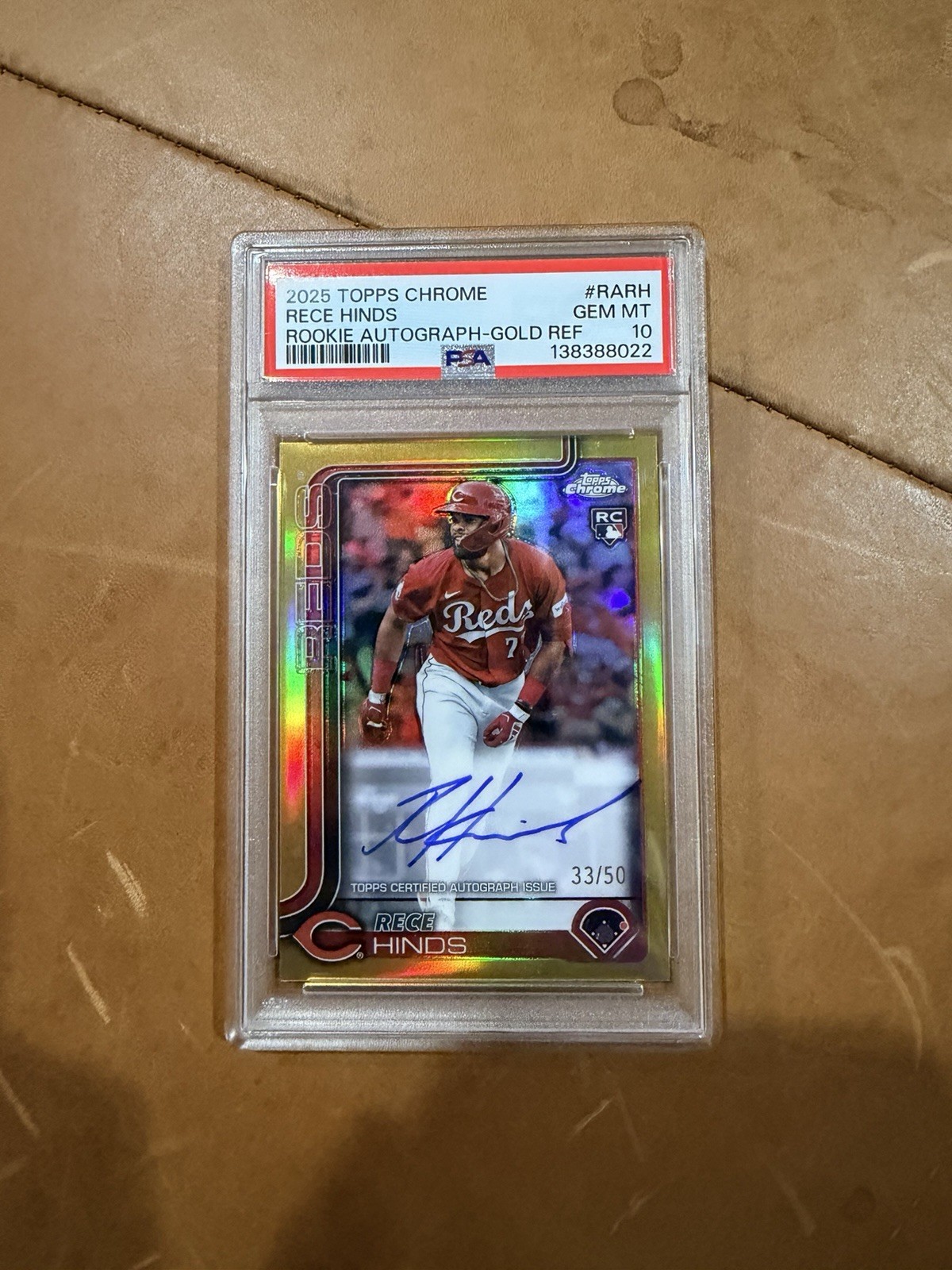 2025 Topps Chrome - Rookie Auto PSA 10 Rece Hinds #RA-RH Gold Refractor /50