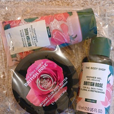 The Body Shop British Rose Vegan Travel Set: Shower Gel, Body Scrub & Butter