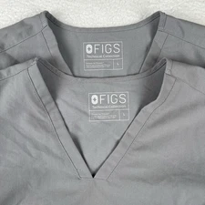 FIGS Casma Three-Pocket Scrub Top Women Large Gray Medical Nurse Hospital Lot 2
