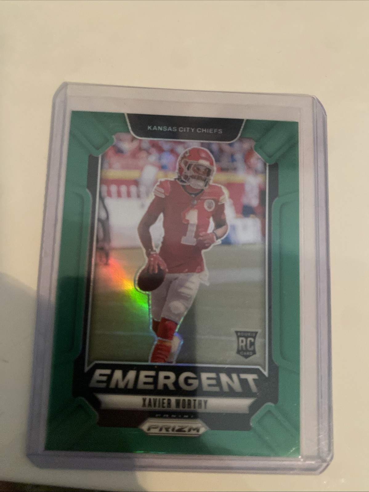 2024 Panini Prizm - Emergent Xavier Worthy #7 Green Prizm (RC)