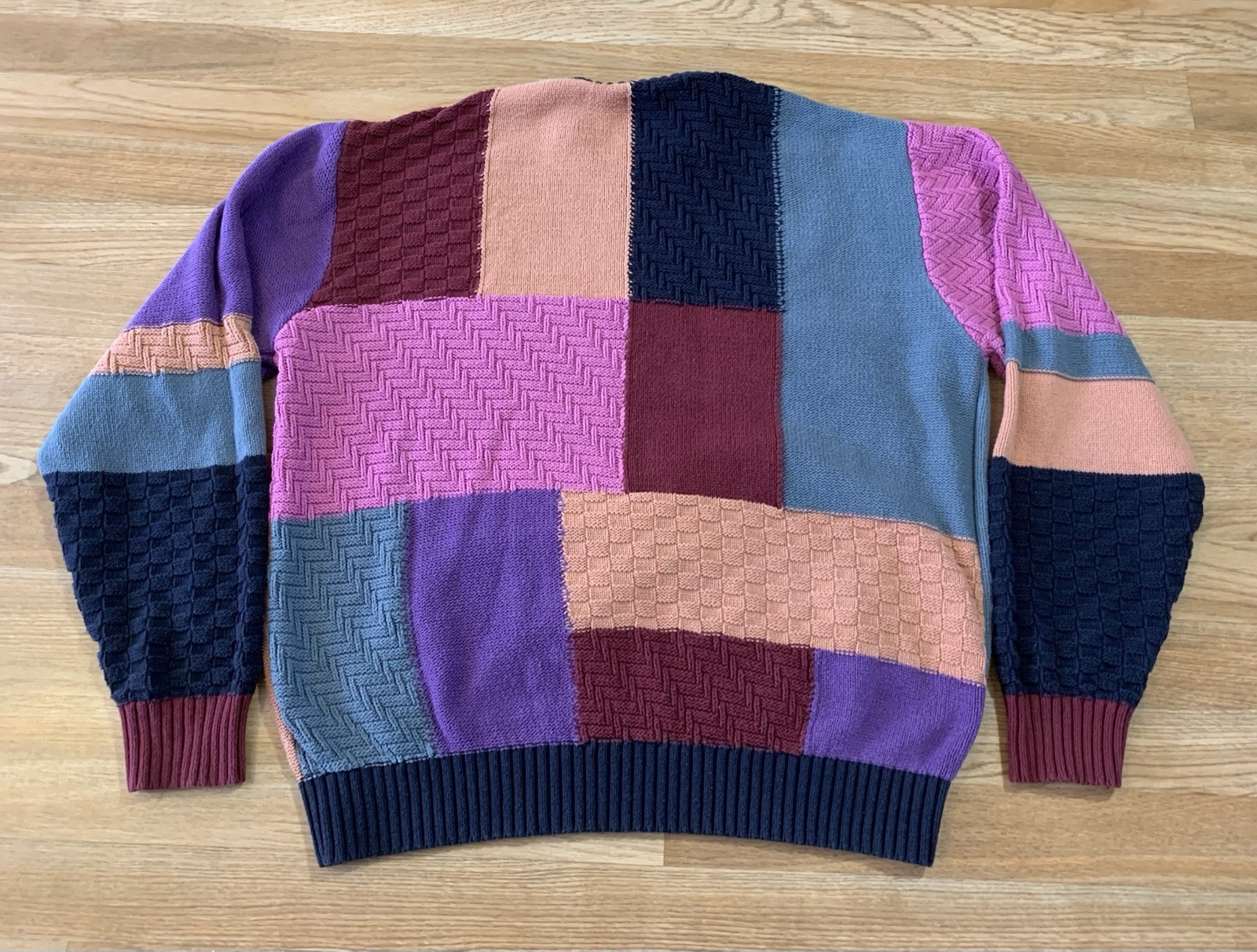 Teddy Fresh Multicolor Patchwork Knit Sweater Cre… - image 8