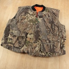 vtg 90s REMINGTON reversible blaze orange real tree camouflage hunting vest XL