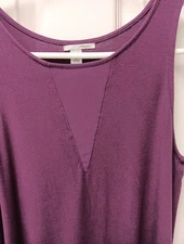 Halogen Burgundy High Neck Tank Top Mesh Inset XS Made in South Korea