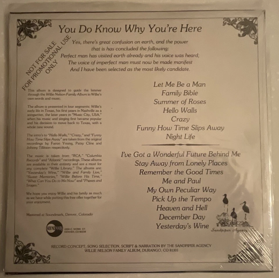 WILLIE NELSON-Family Album Sandpiper L-11035 LP Mint Sealed-Record - Image 2 of 2