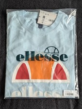 Image of Ellesse Ecrillo Tee Men’s Medium Light Blue Big Logo T-Shirt NWT Pit-to-Pit 20"