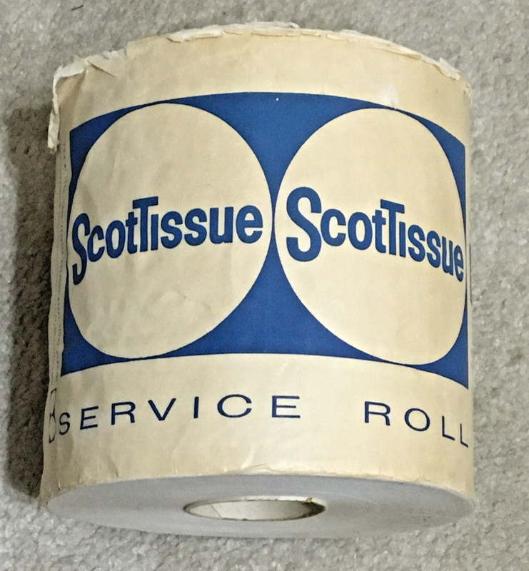 Vntg 1958 ScotTissue White Toilet Paper 1000 Sheets SERVICE ROLL -Industrial Use