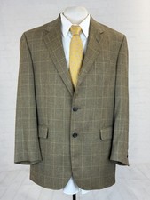 Jos A Bank Signature Gold Men's Brown Plaid 100 Cashmere Blazer 42R Italy