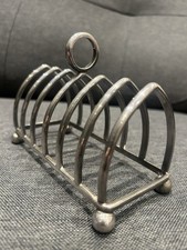 Silver Plated Toast Rack 6 Slice Vintage Style Ring Handle Tableware(b8)