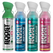 4 Pack Large 10 Liter Boost Oxygen Natural Portable Pure Oxygen Variety Canister
