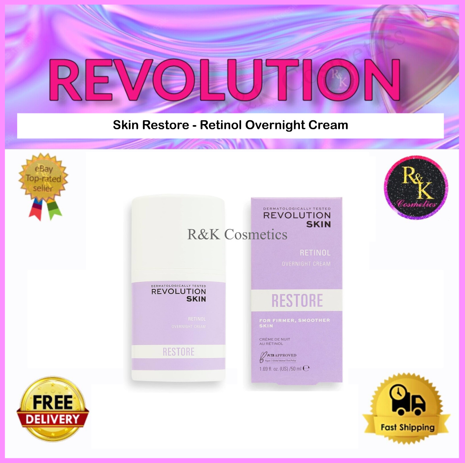 Revolution Skin Restore Retinol Overnight Cream Restore 50ml - New - Boxed