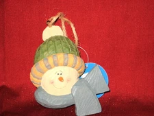 Snowman Head Christmas Tree Ornament 4 inch tall