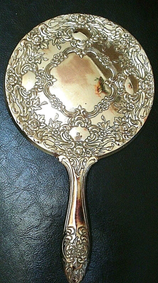 Heavy OLD SIGNED TOWLE Silver -Plated Ornate Rose Patten Vanity
