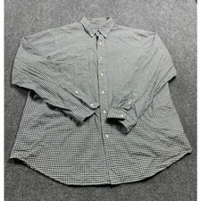 Men's White/Black Classic Fit Button Down Check Shirt Size XL