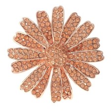 Rose Gold Tone Stretch Metal Flower Ring With Rhinestone R1280-PCH