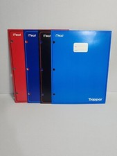 Lot of 4 Vintage Mead Trapper Portfolio School Facts Black Red Blues Rare Shape