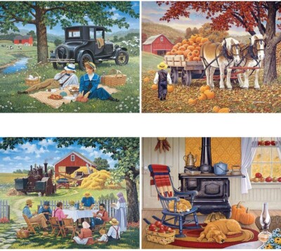 John Sloane Bits & Pieces  4-in-1 Multi-Pack 300 Piece Jigsaw Puzzles for Adults