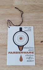 Faberware HANG TAG Stainless Steel Electric Coffee Maker Vintage Product 1970