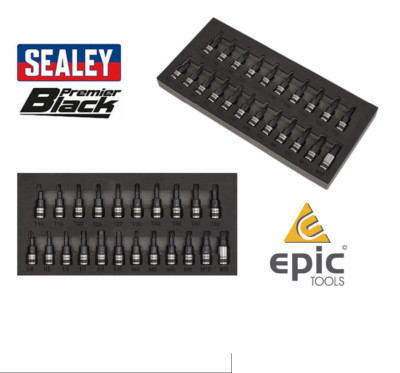 Sealey 22-teilig 3/8 Zoll Quadrat DR TRX-STAR, Sechskant, Spline Steckschlüssel-Bit-Set in EVA-Schaum, AK7985