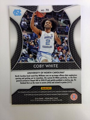 2019-20 Panini Prizm Draft Picks Coby White Rookie RC #70, Chicago