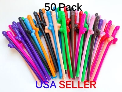 Penis Straws Bachelorette Party Supplies Bach Decoration Drinking Favors 50 Pack